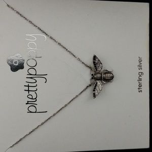 Pretty poppy sterling and rhinestone necklace NWT